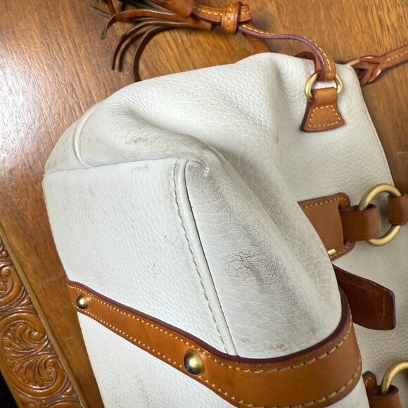 Dooney & Bourke Satchel Purse Off White/Cream and Brown - Picture 12 of 15